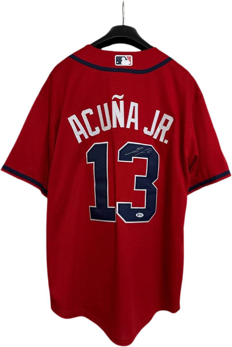 Ronald Acuna Jr. Hand Signed Dark Blue Jersey Atlanta Braves BAS COA