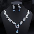 Silver and Blue Opal Necklace and Earring Set