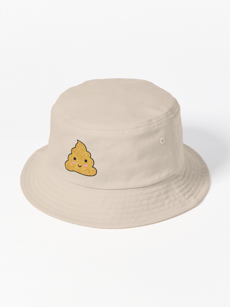 Gold glitter poop emoji Bucket Hat