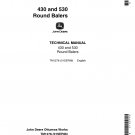 John Deere 430, 530 Round Baler Technical Service Repair Manual TM1276