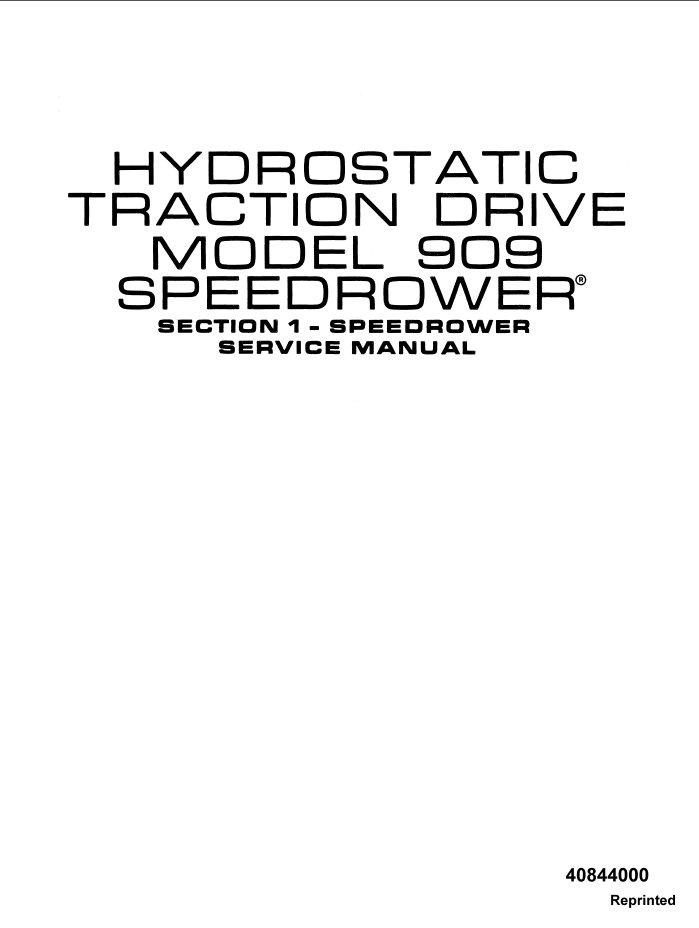 New Holland Hydrostatic Traction Drive Model 909 Speed rower Service ...