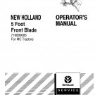 5 Foot Front Blade For MC Tractors - New Holland Operator's Manual 86605781 5 Foot Front Blade For MC Tractors - New Holland Operator's Manual 86605781