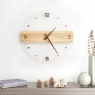 Large Modern Wood Wall Clock, Minimalist Round Wooden No Tick Silent Clock with Digital Glass, 16"