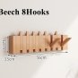 Wood coat hook rack wall mount, Entryway wall coat hooks hanger, Beech hallway wall hook, Hat holder