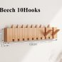 Wood coat hook rack wall mount, Entryway wall coat hooks hanger, Beech hallway wall hook, Hat holder