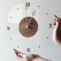 Large modern wood wall clock, Round unique glass art clock, Silent wooden digital No Tick clocks