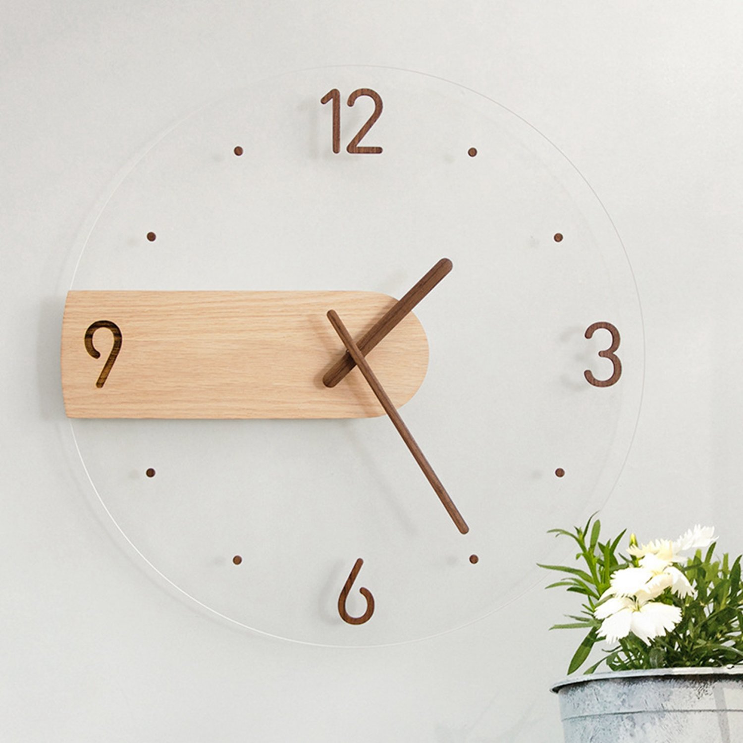 Large Wood Wall Clock, Rustic Round Wall Clocks Battery Operated, Silent Non Ticking(16 Inch)