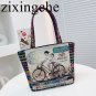 Large Canvas Tote Bag, Womens Shoulder Bags Canvas, American Woman With Shopping Shoulder Handbag