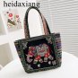 Large Canvas Tote Bag, Womens Shoulder Bags Canvas, American Woman With Shopping Shoulder Handbag
