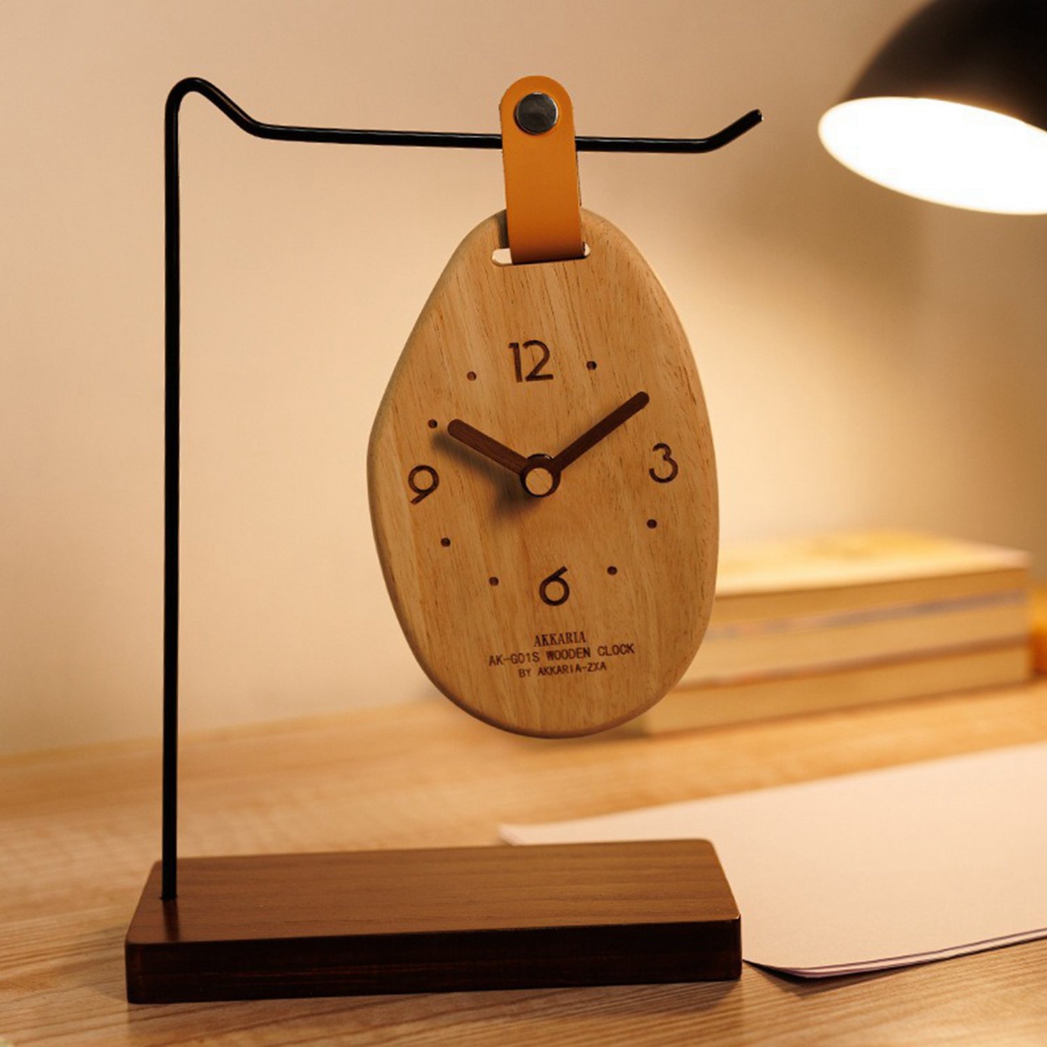 Wooden Desktop Clock, wall clock, Non-Ticking, for Kitchen Living Room, Home Desk