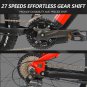Red 500W Electric Ebike - 27.5 Inch Electric Mountain Bicycle 48V 27 Speed - Bafang Motor