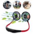 Mini Portable Hanging Neckband Fan USB Rechargeable Double Fans Air Cooler