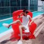 Red sofa chair transparent sofa stool