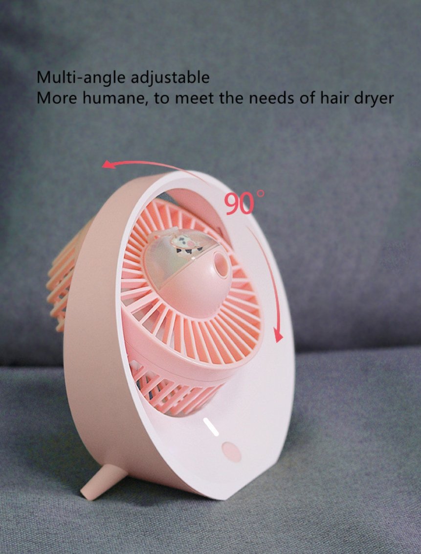 Cartoon Water Mist Fan Spray Mini Fan Spray Humidification Adjustable Angle USB Charging Desktop Fan
