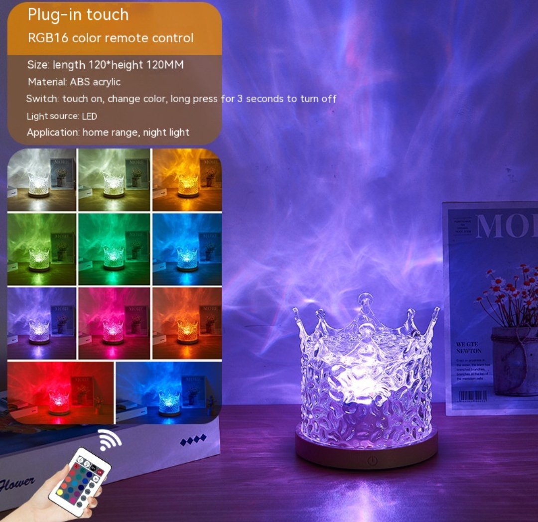 Night Light USB Rotating Projection Crystal Table Lamp RGB Dimmable Home Decoration 16 Colors