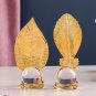 Light Luxury Golden Crystal Ball Leaf Iron Ornaments