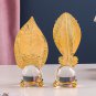Light Luxury Golden Crystal Ball Leaf Iron Ornaments