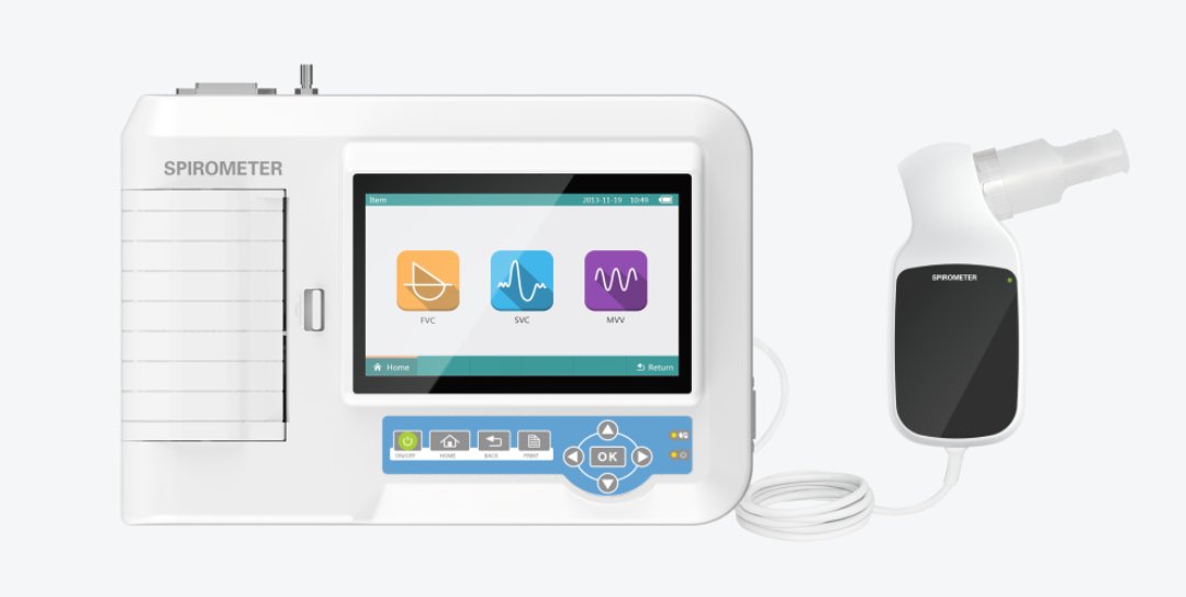 SP100 Spirometer Portable Lung Function Testing Device FVC SVC MVV Touch Screen
