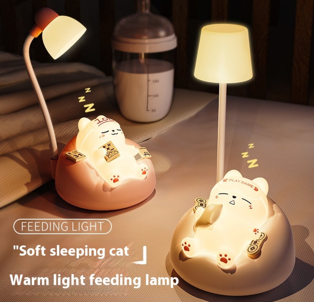 Creative Sleeping Cat Small Night Lamp Night Charging Pat Lamp