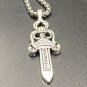 Chrome Necklace Hearts/Chain Dagger Chrome Stainless Steel Streetwear Retro