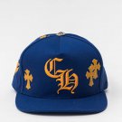 Chrome Hearts Blue Gold Hat Golden State Warriors Cap
