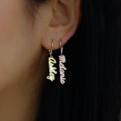 Personalized Vertical Name Earrings: Stainless Steel Dangle Jewelry for Women