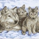 Dimensions Sunset Stamped Cross Stitch - Mother Wolf & Pups 13130