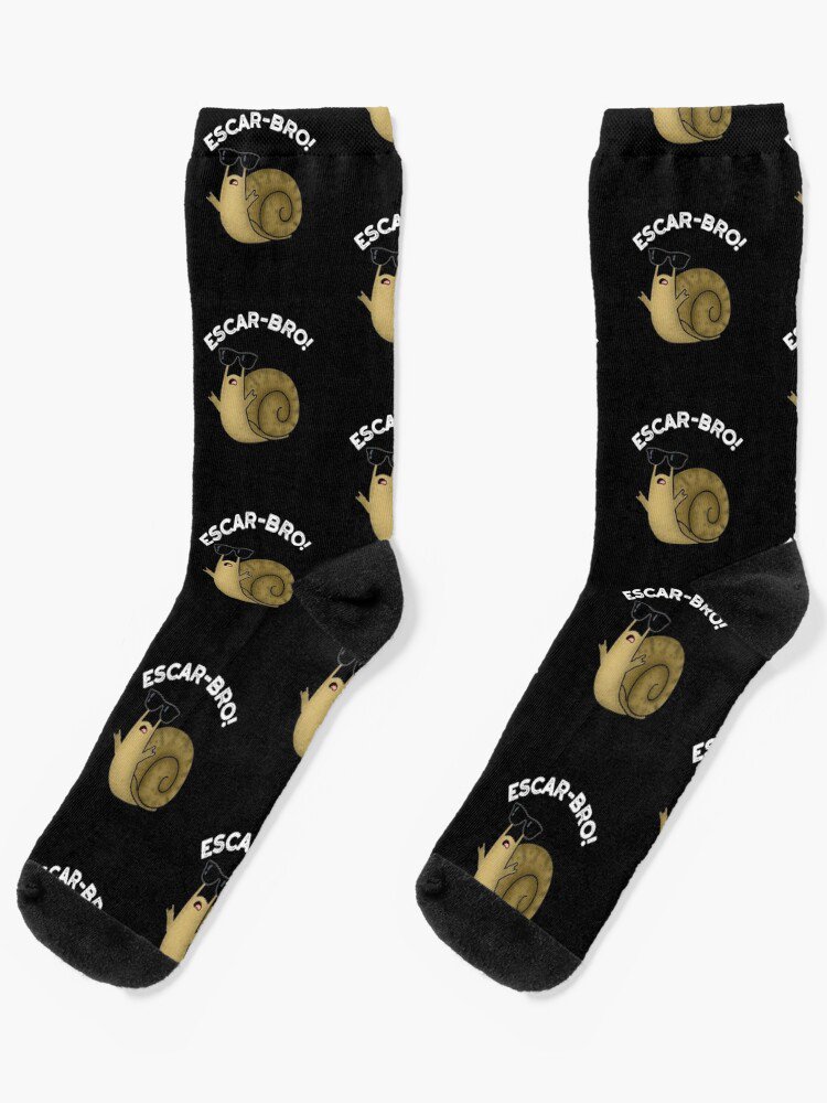 Escar-bro Snail Funny Escargot Puns (dark Bg) Socks