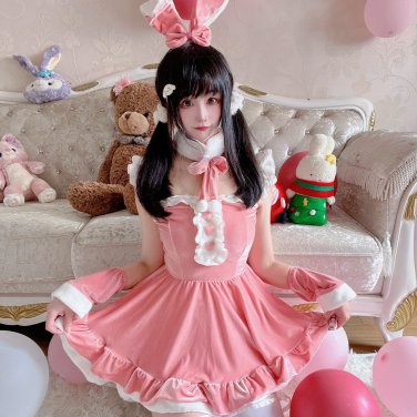 Bar dance floor Party Bunny Maid Cute Princess dress costume pink