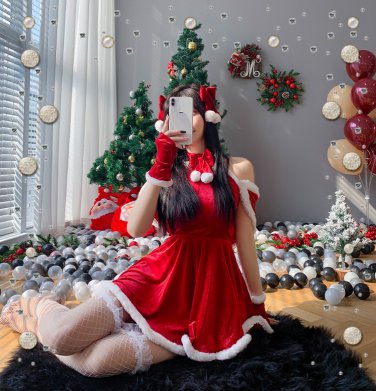 Bar dance floor Party Bunny Maid Cute Princess dress costume RED
