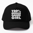 120 Percent Badass Gamer Girl Baseball Cap Hat Mens Casquette Black Snapback