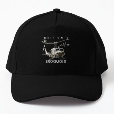 Bell Uh 1 Iroquois Helicopter Baseball Cap Hat Black Hip Hop Casquette