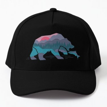 Bear Country Baseball Cap Hat Hip Hop Printed Snapback Casquette Black Sun