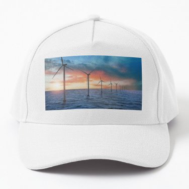 Floating Wind Turbines Installed Sea. Alternative Energy Source Baseball Cap Casquette Kids Hat Cap
