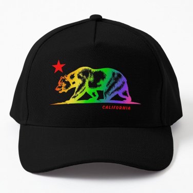 California Republic Bear NCR Cali Gay Pride Rainbow Gradient Flag Cap Unisex Hat