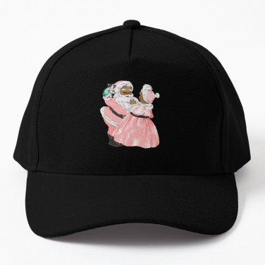 black santa and mrs claus blush pink vintage christmas dance Cap Unisex Hat