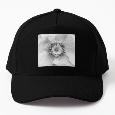 Black and white flower photo Baseball Cap Unisex Hat Casquette Snapback