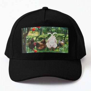 Chickens At The Creek Baseball Cap Hat Czapka Printed Black Snapback