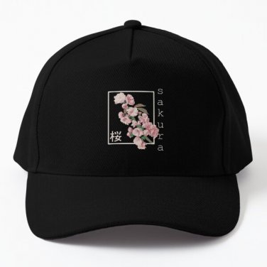 Cherry Blossom Graphic Vintage Japanese Baseball Cap Hat Hip Hop Printed