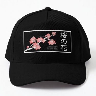 Cherry Blossom Baseball Cap Hat Casquette Black Czapka Hip Hop Snapback