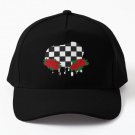 Checkered Drip With Roses Baseball Cap Hat Mens Casquette Snapback Black