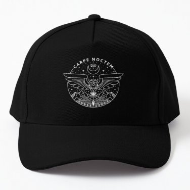 Carpe Noctem White Baseball Cap Hat Black Czapka Casquette
