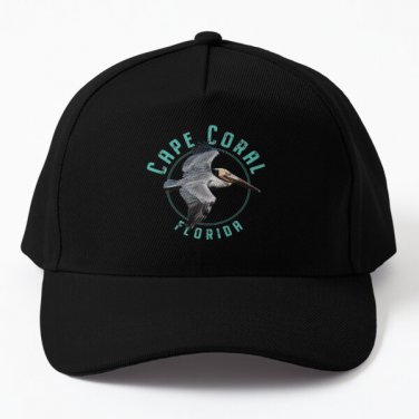 Cap Casquettee Coral Florida Pelican Design Baseball Cap Casquette Hat Black Mens Hip Hop Women
