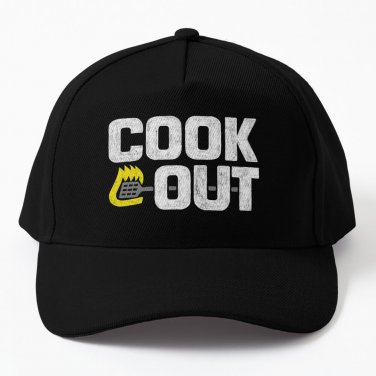 Cookout - Vintage Chalk Texture - White & Gray Baseball Cap Hat Casquette Snapback