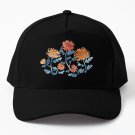 Chrysanthemum Watercolor & Pen Pattern - Cornflower Blue Baseball Cap Hat Casquette Snapback