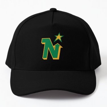 Defunct Hockey Team Minnesota North Star Baseball Cap Hat Black Printed