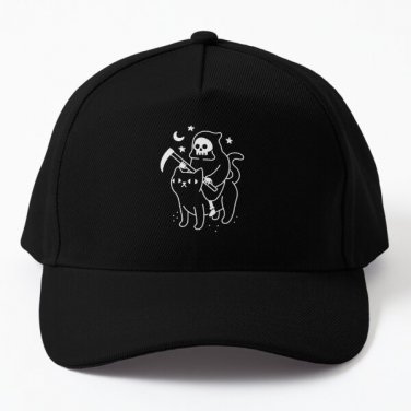 Death Rides A Black Cat Baseball Cap Hat Black Czapka Printed