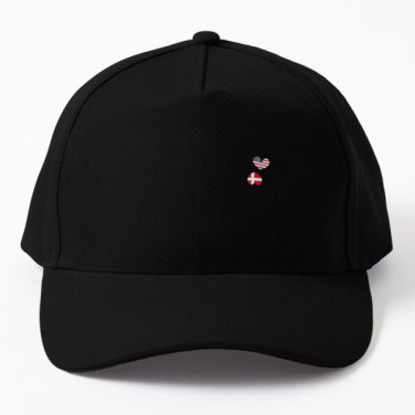 Danish American Entwined Hearts Baseball Cap Hat Snapback Mens Women Black Casquette