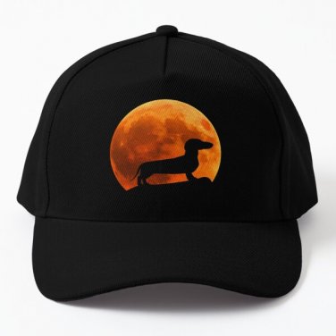 Dachshund Dog Silhouette In Moon Gift Baseball Cap Casquette Hat Hip Hop Snapback Black Women