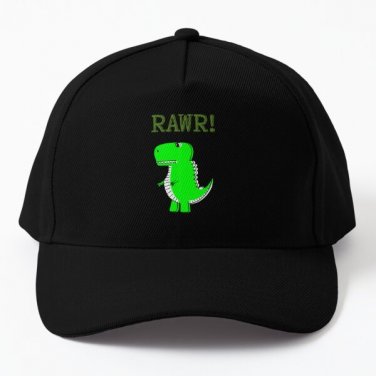 Cute Angry T Rex Dinosaur Rawr Baseball Cap Hat Czapka Black Snapback Printed